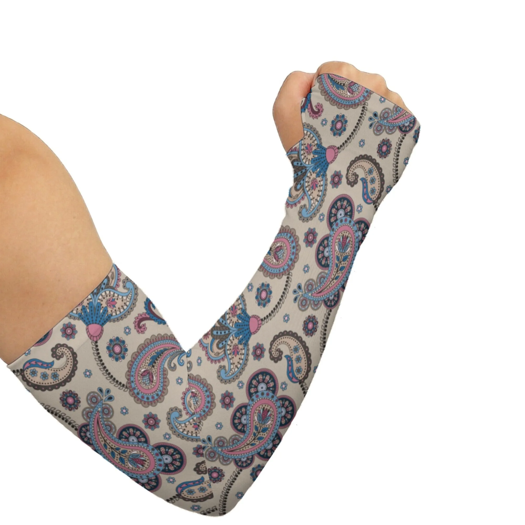 Ethnic Style Cashew Pattern Arm Sleeves Outdoor Sports UV Protection Cover Soft Breathable Non-slip Elbow Pads Unisex Sleeves