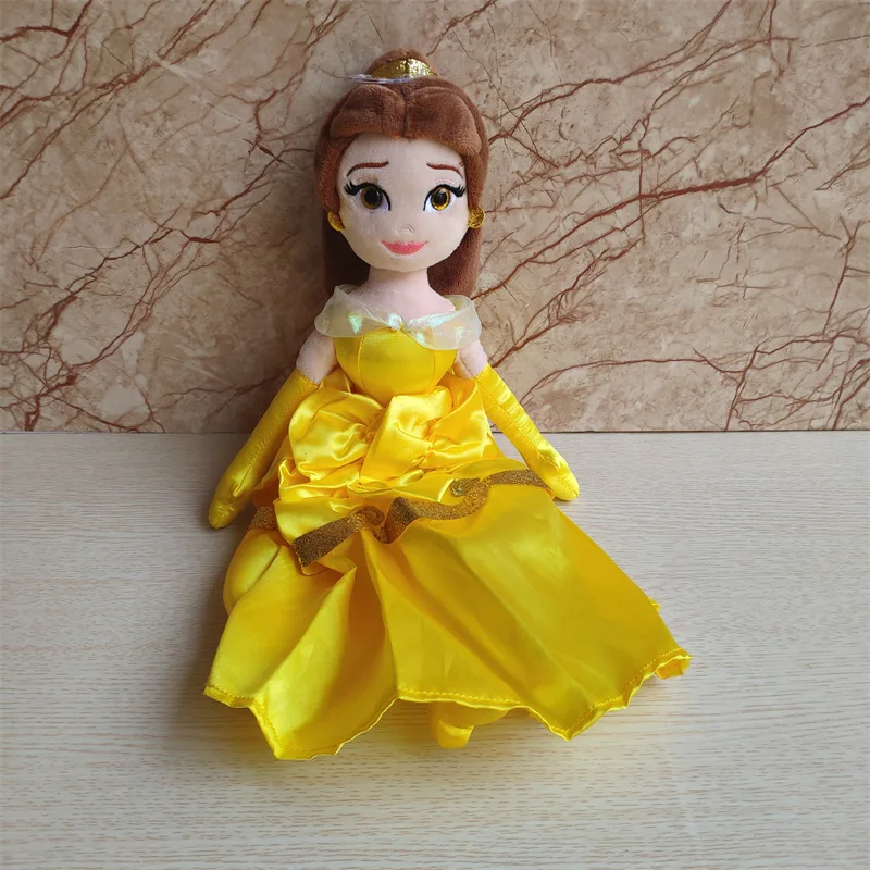 Disney Princess 40cm 3D Large Eyes Cartoon Cute Plush Toy Mulan Belle Cinderella Princess Ragdoll Girl Doll Birthday Gift