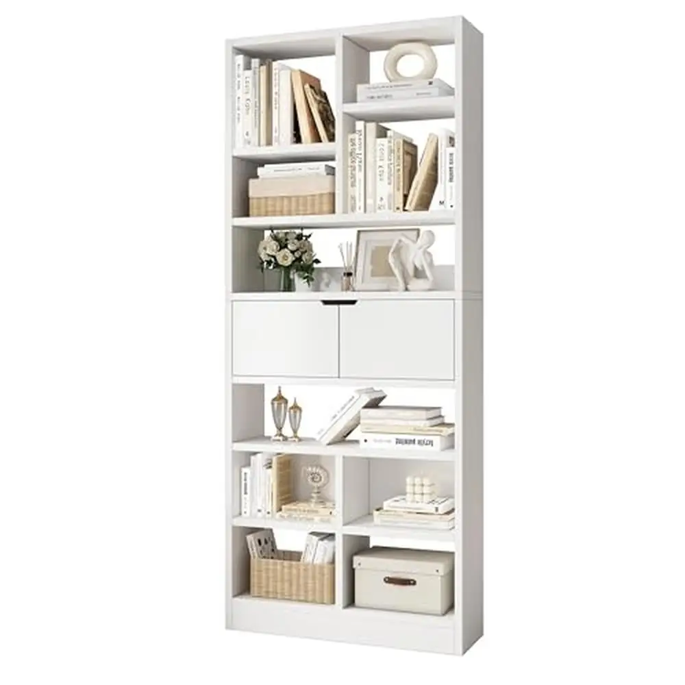 Wooden Cube Organizer Bookcase with 10 Cubes and Door 71