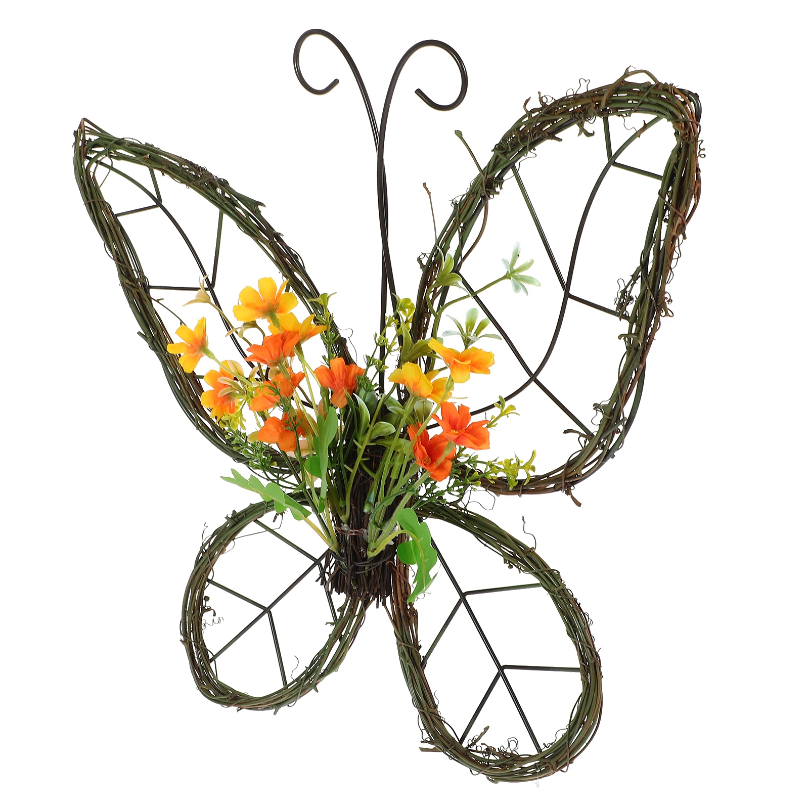

Artificial Flower Wreath Butterfly Shaped Spring Floral Garland Door Window Hanging Decor Fade Resistant Material Easy