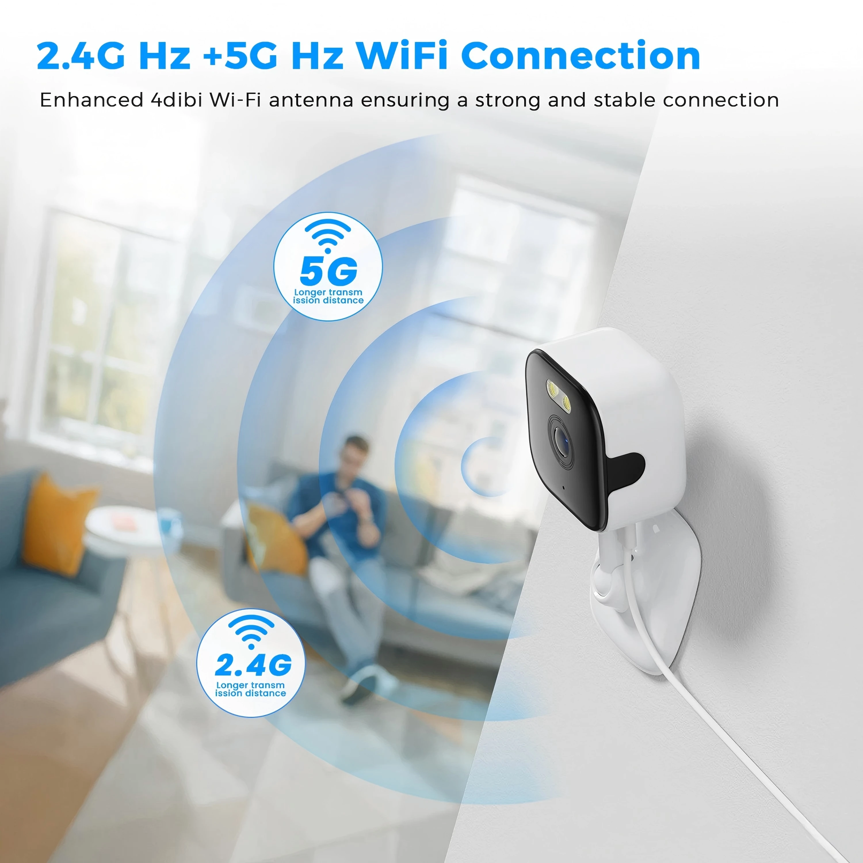 5MP 2.4G/5G WIFI Indoor PTZ Surveillance Camera 5X Zoom Human Detection Two Way Audio O-Kam Pro App Compatible Baby Home Camera