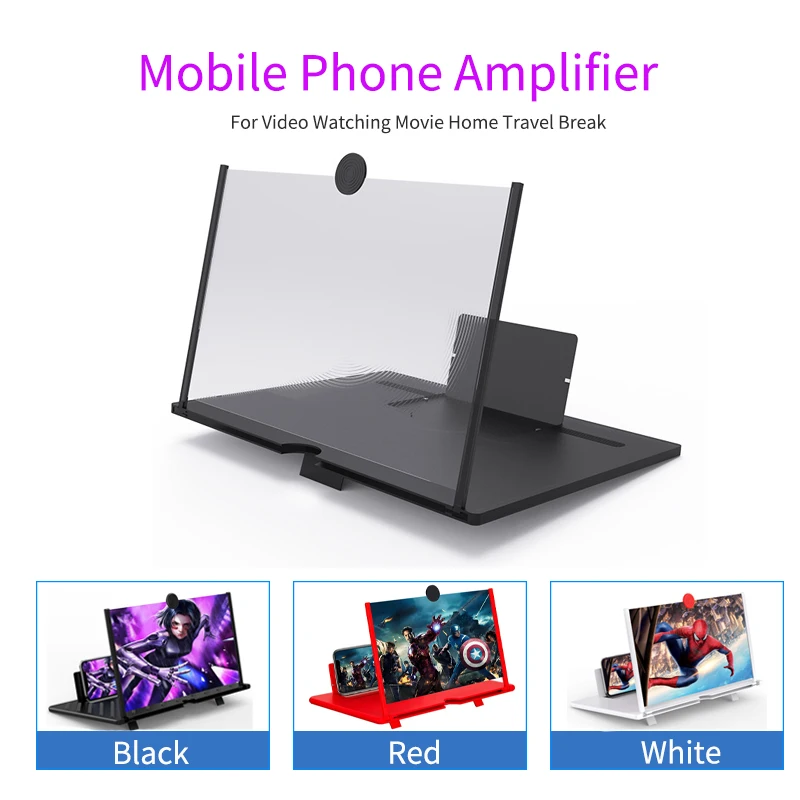 12 Inch Mobile Phone Screen Amplifier HD Magnifying Stand Holder Foldable Desktop for Video Watching Movie Home Travel Break