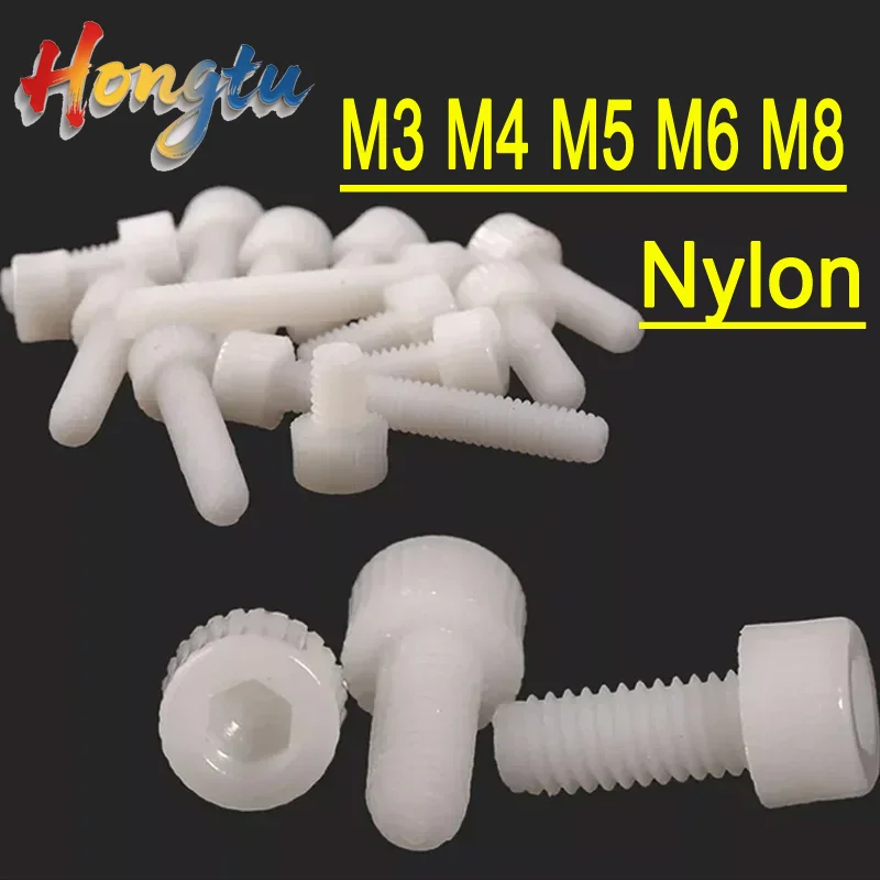 

DIN912 White Nylon Internal Hexagonal Screw Plastic Allen Hex Socket Cap Head Screws For Lnsulation Use M3 M4 M5 M6 M8 Bolts