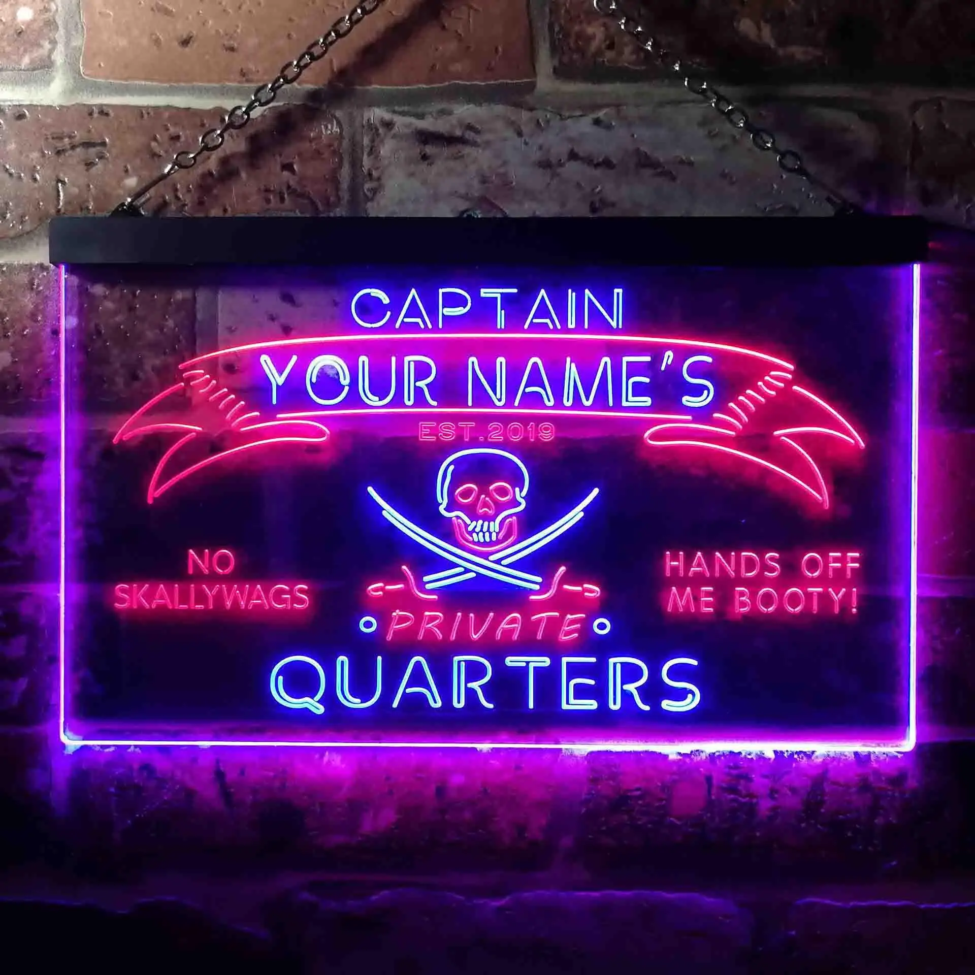 

Personalized Private Quarters Pirate Man Cave Dual Color Led Neon Sign st6-pw-tm