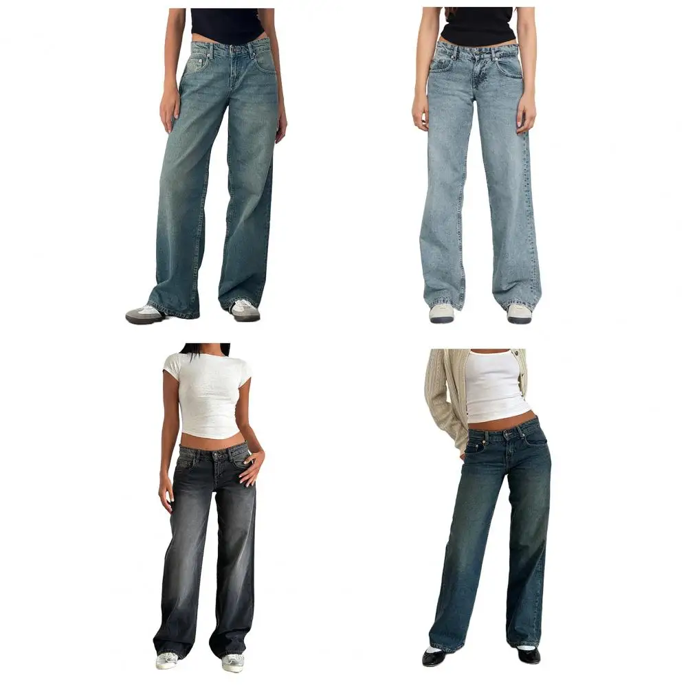 

Прямые джинсы с высокой талией, новые модные женские широкие брюки с высокой талией, весна и осень для женщин на молнии на пуговицах