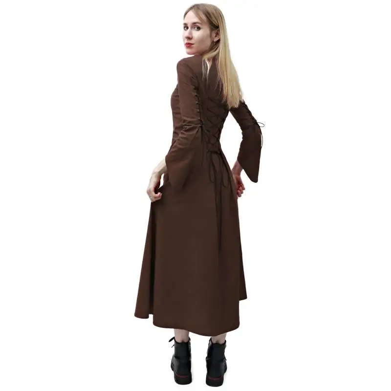 In Stock Elegant Medieval Dress Linen with Wave Trimseaward Adventure Viking Renaissance Dress Tunic Sea Born Tunic-Party Dress