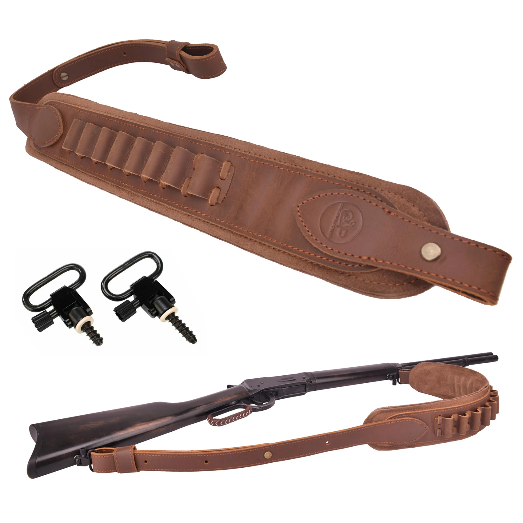 

Tactical Rifle Sling Strap 2 Points Leather Shotgun Belt Adjustable Shoulder Padding Hunting Gun Accessories .308 45-70 30-06