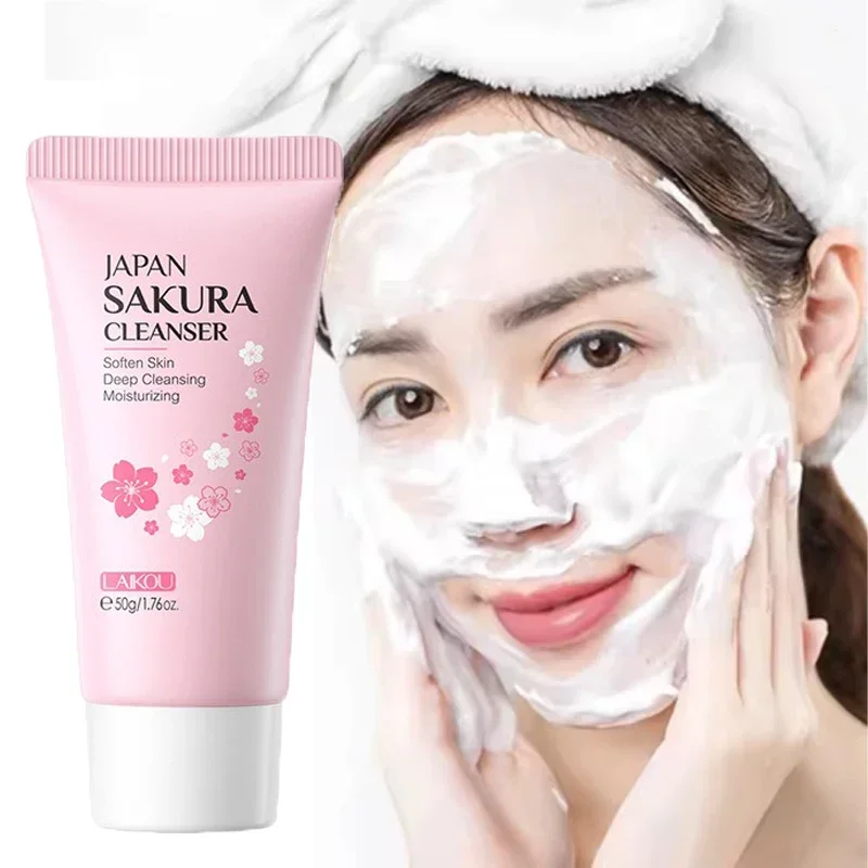 LAIKOU 50g Facial Cleanser Foam Face Wash Remove Blackhead Moisturizing Shrink Pores Deep Cleaning Oil Control Skin Care