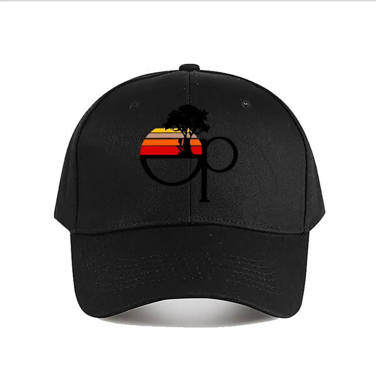 Retro Sunset Tree Reading Girl Monogram Baseball Cap Fashion Men Sunhat Women's Outdoor Sports