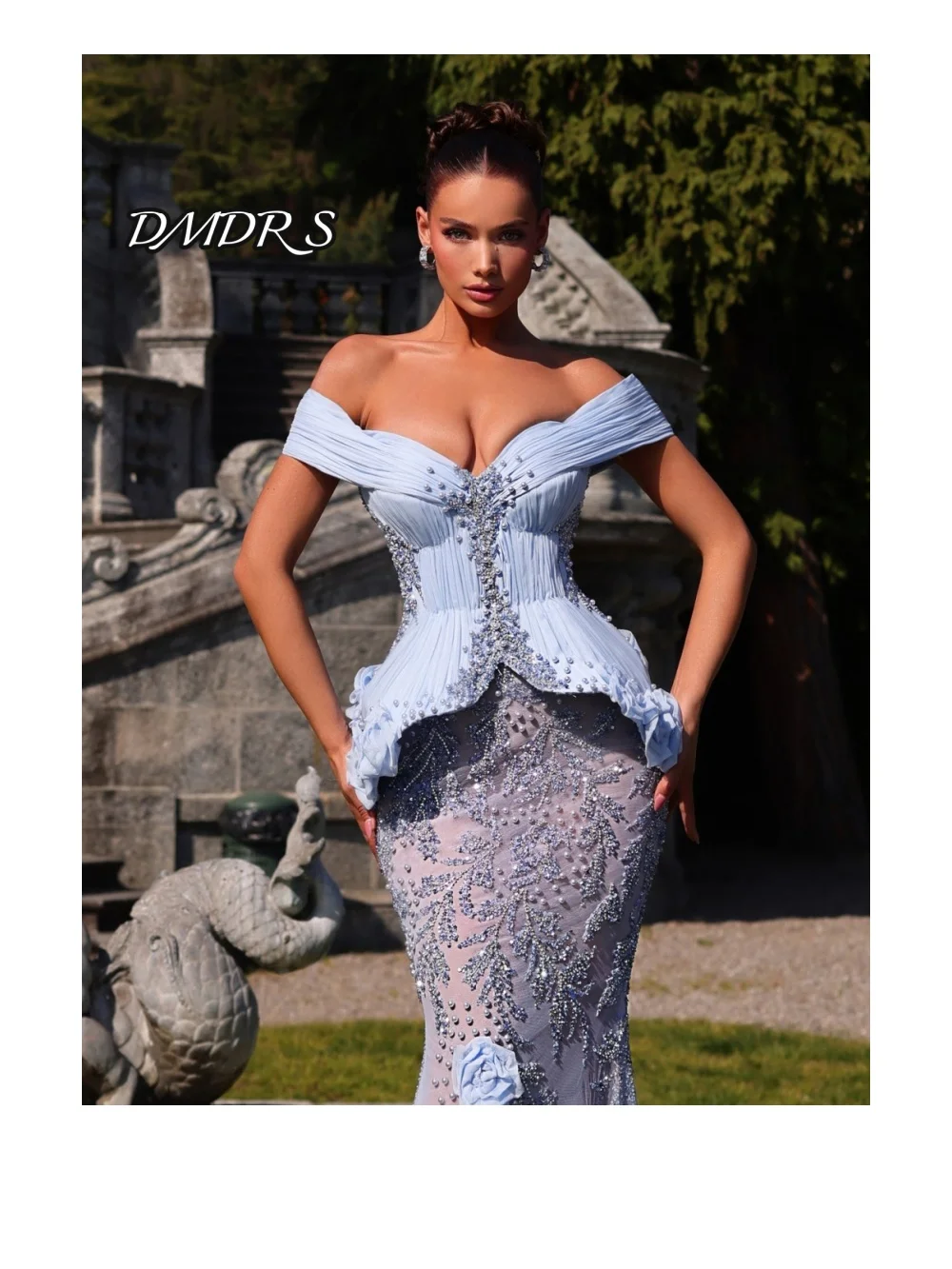 Robe de bal romantique, col en v, épaules dénudées, charmante robe de soirée perlée, élégante, longueur au sol, en cristal, personnalisée, 2025