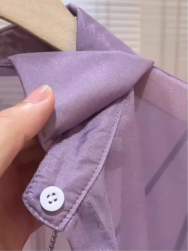 

Purple Pearlized Women's Summer New Sle Sun Protection irt Translucent Lace ell Outerwear Bolero Cardigan Chiffon Top