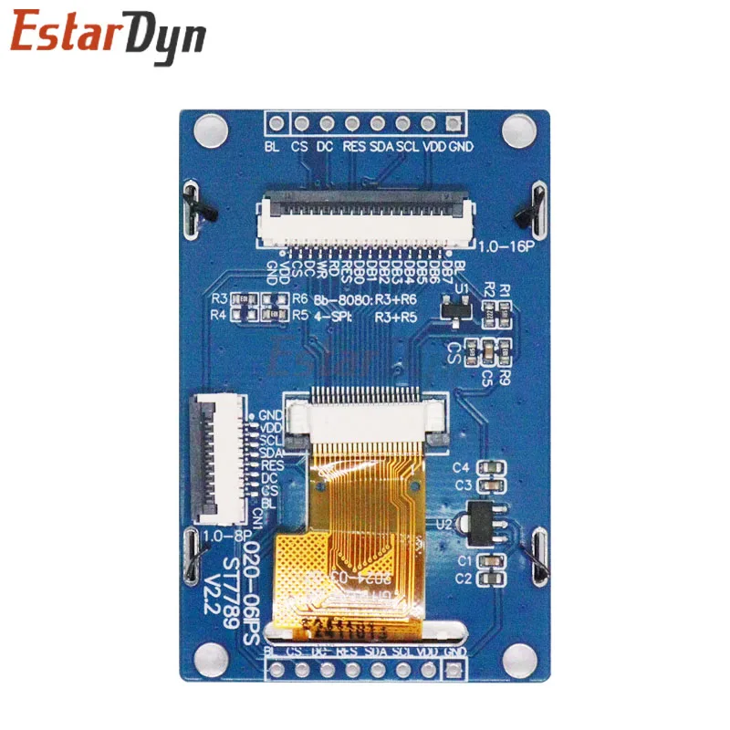 Estardyn‌ 2.0 Inch 240x320 Full Color TFT LCD Display Module with ST7789 Controller, SPI/Parallel Interface for