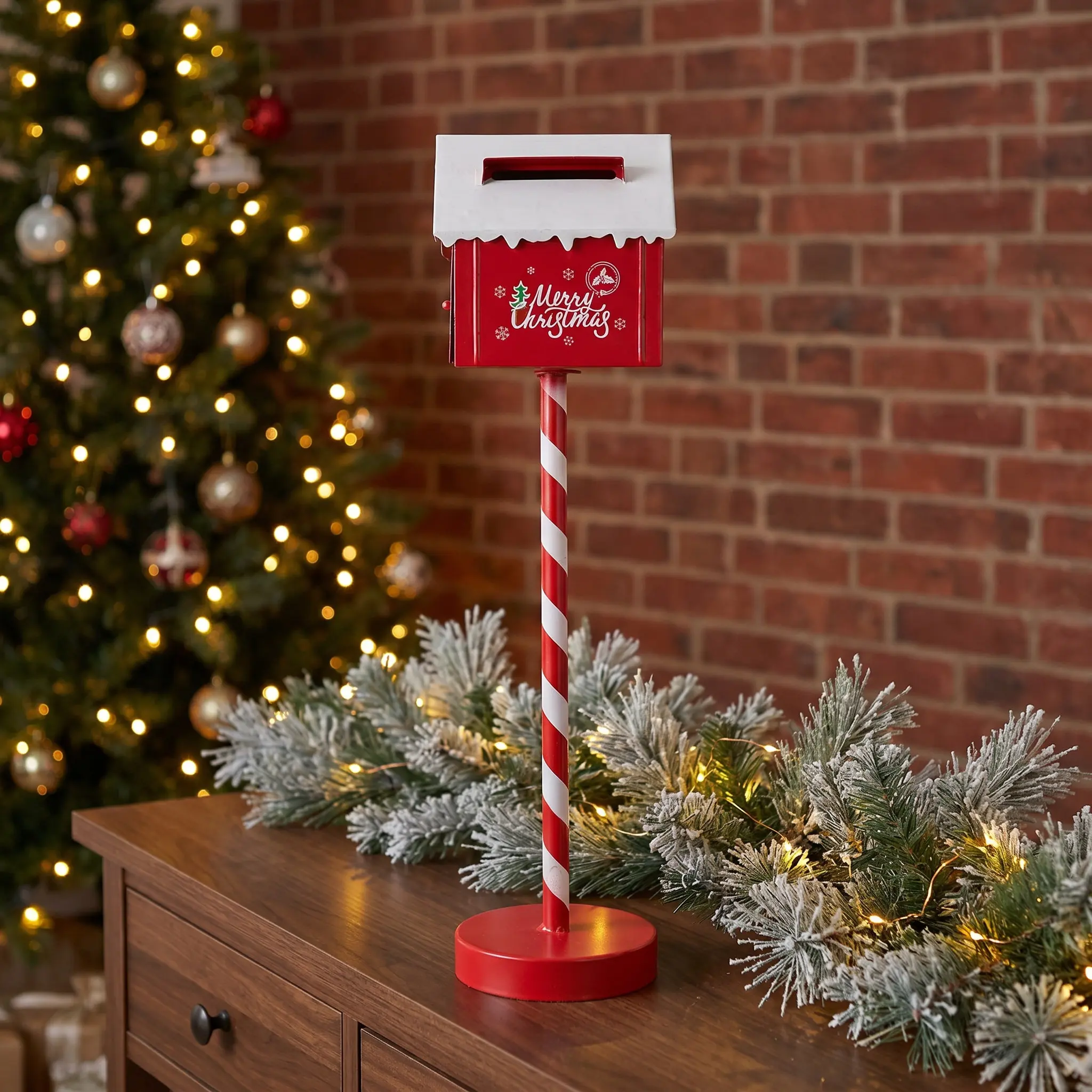Christmas Mailbox Decor Heavy Duty Galvanized Steel Design with Rust Resistant Finish Ideal for Lawn Patio Entryway Christmas