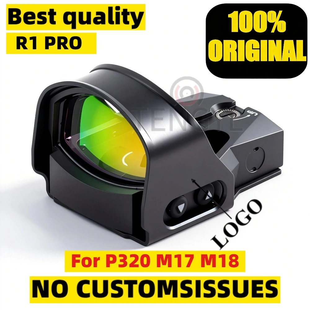 

Оригинальный коллиматорный прицел R1 PRO 1x30 мм 3 MOA с красной точкой, компактный, открытый, с защитным кожухом, совместим с P320, M17, M18