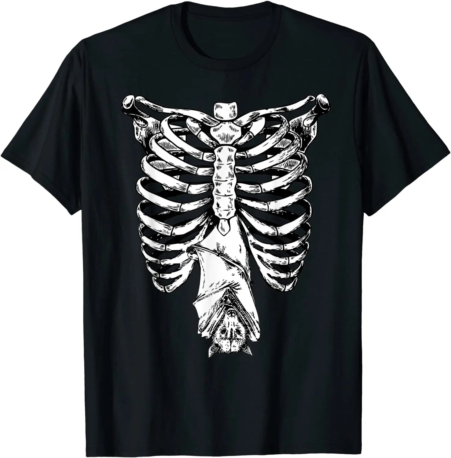 Skeleton Ribs Bat Costume Cool Easy Halloween Gift T-Shirt Fashionable Men T Shirt Cotton T Shirt cosie