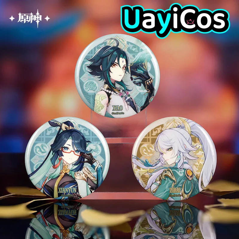 

Original Genshin Impact Zibai Zhongli Xiao Qiqi Ganyu Yanfei Xianyun Badge Brooch Pins Ornament Doll Anime Figure Game Toy Kids