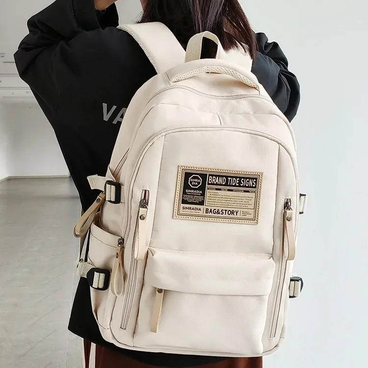 Wholesale Available Women's High School Travel Bag Casual Computer Backpack Trendy Logo Customizable Large Capacity Double Shoul