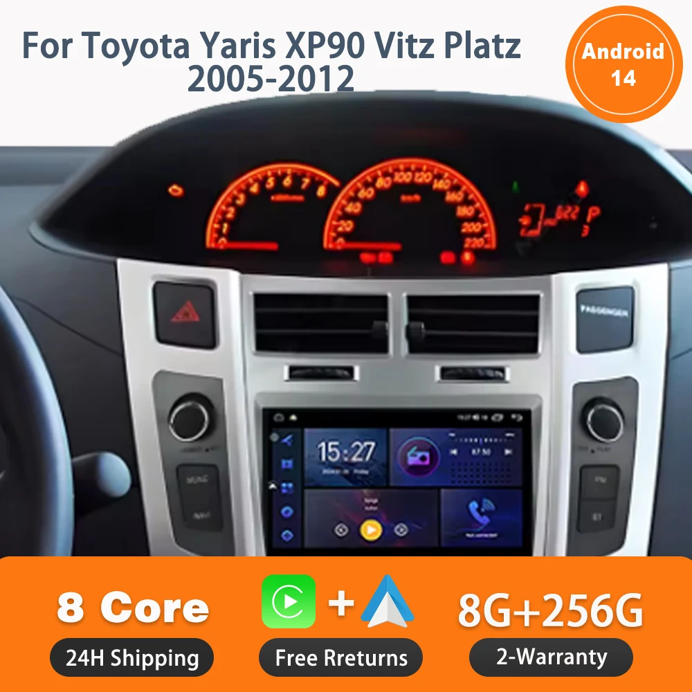 

Car Radio Android 14 For Toyota Yaris XP90 Vitz Platz 2005-2012 Navigation GPS Multimedia Play Wireless 4G Carplay Autoradio