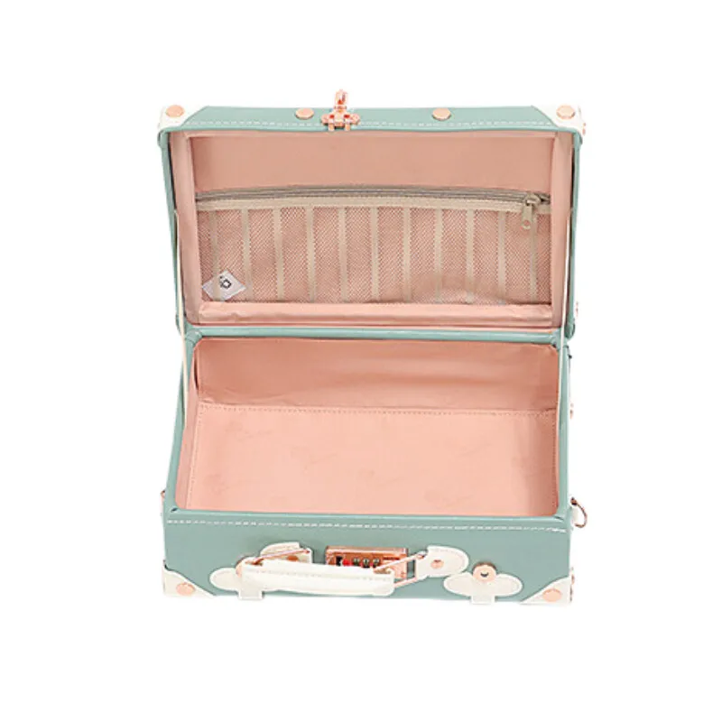 Conjunto de bolsa de cabine retrô de couro PU – mala feminina com trava TSA + organizador de cosméticos, bagagem giratória com 4 rodas silenciosas para Europa Trav