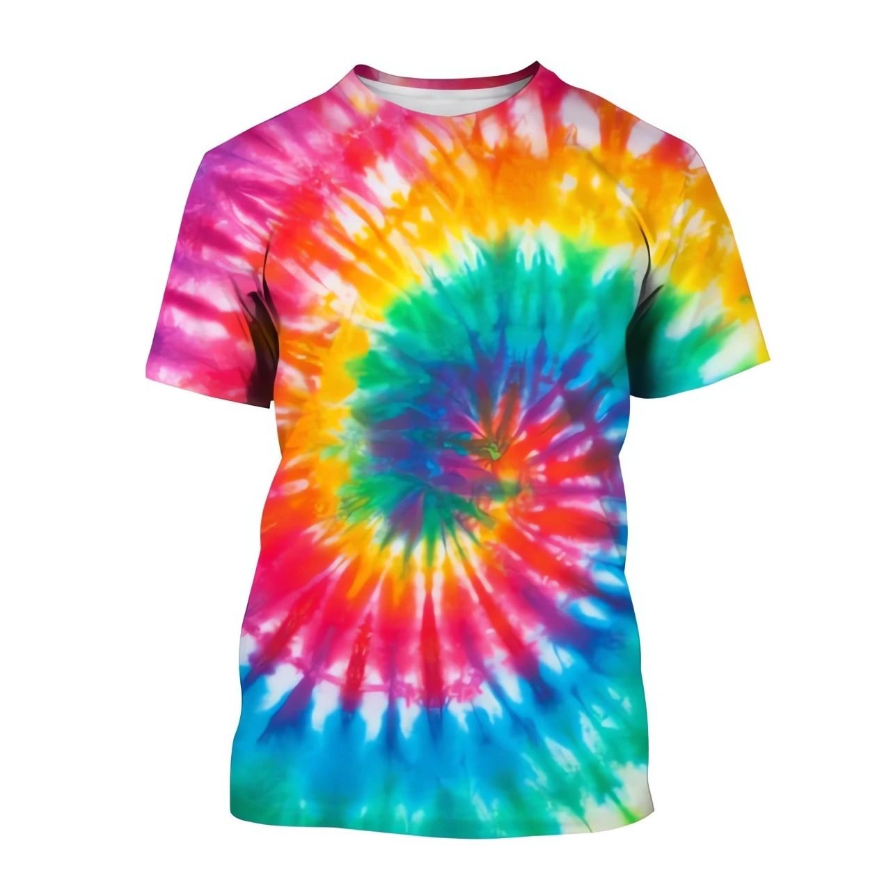Children\'s T-Shirt Girl Gradient Color Tie-Dye Pattern Printing 3D T Shirt Boys and Girls Spiral Circle Tee Shirts Kids Clothes