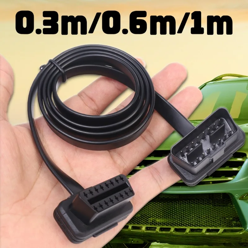 

Автомобильный сканер OBD2, Удлинительный кабель 26AWG OBD 8-core 16 Pin штекер-гнездо, плоский провод, универсальный автомобильный удлинитель OBD2