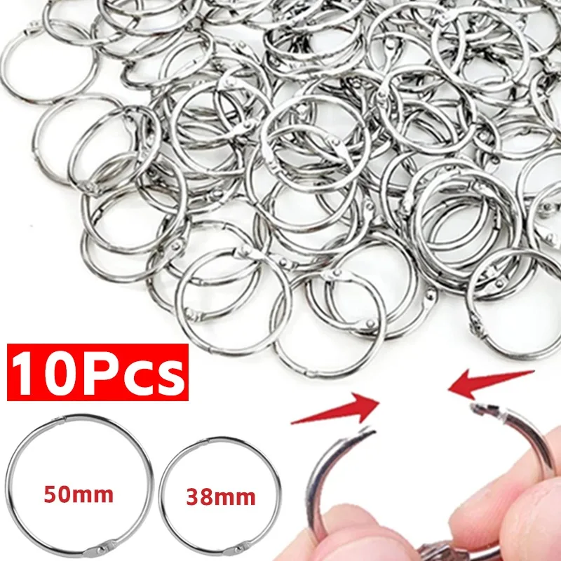 10-1Pcs Metal Ring Binder 38mm 50mm Loose Leaf Binder Rings Book Hoops Loose Leaf Ring Scrapbook Craft Keychain School Supplies