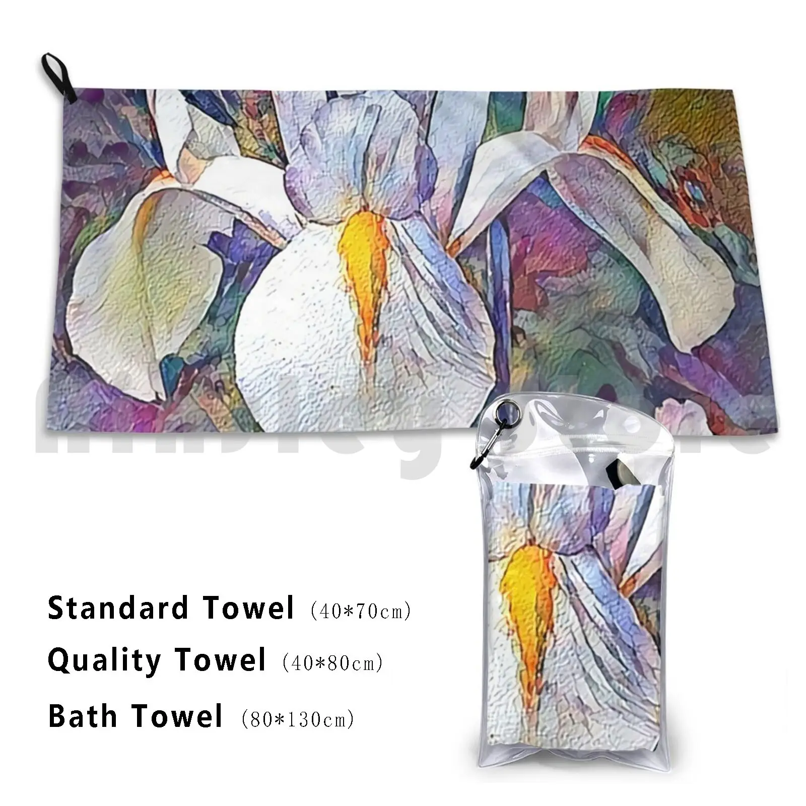Iris Of Snow Custom Towel Bath Towel Iris Bloom Blossom Kestrelle Water Colour Plant Bulb Flower Flora