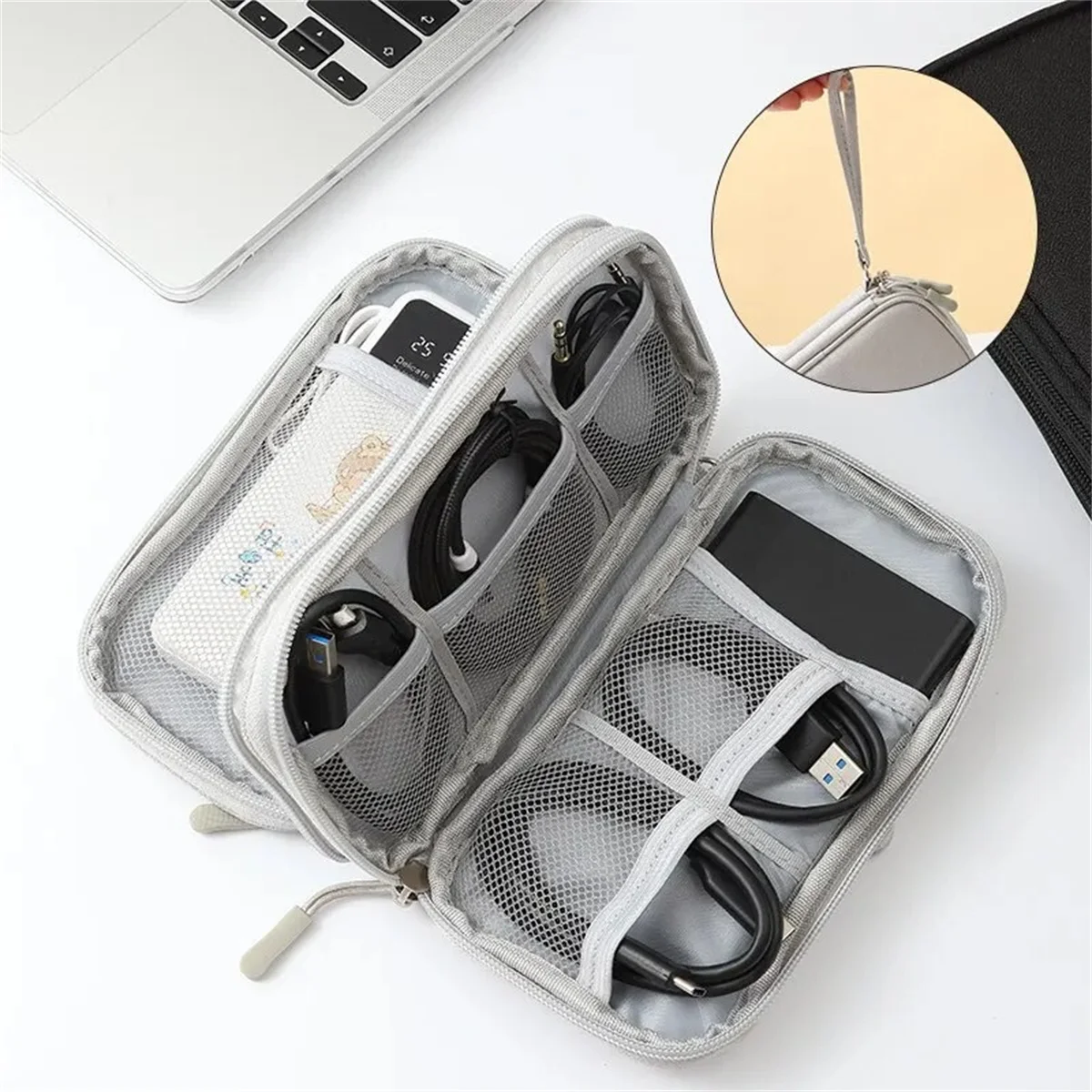 1 Stück Rosa/Grau/Schwarz/Marineblau Tragbare Digitale Aufbewahrungstasche für Reisen USB-Kabel-Organizer Kopfhörer-Ladebox Tasche