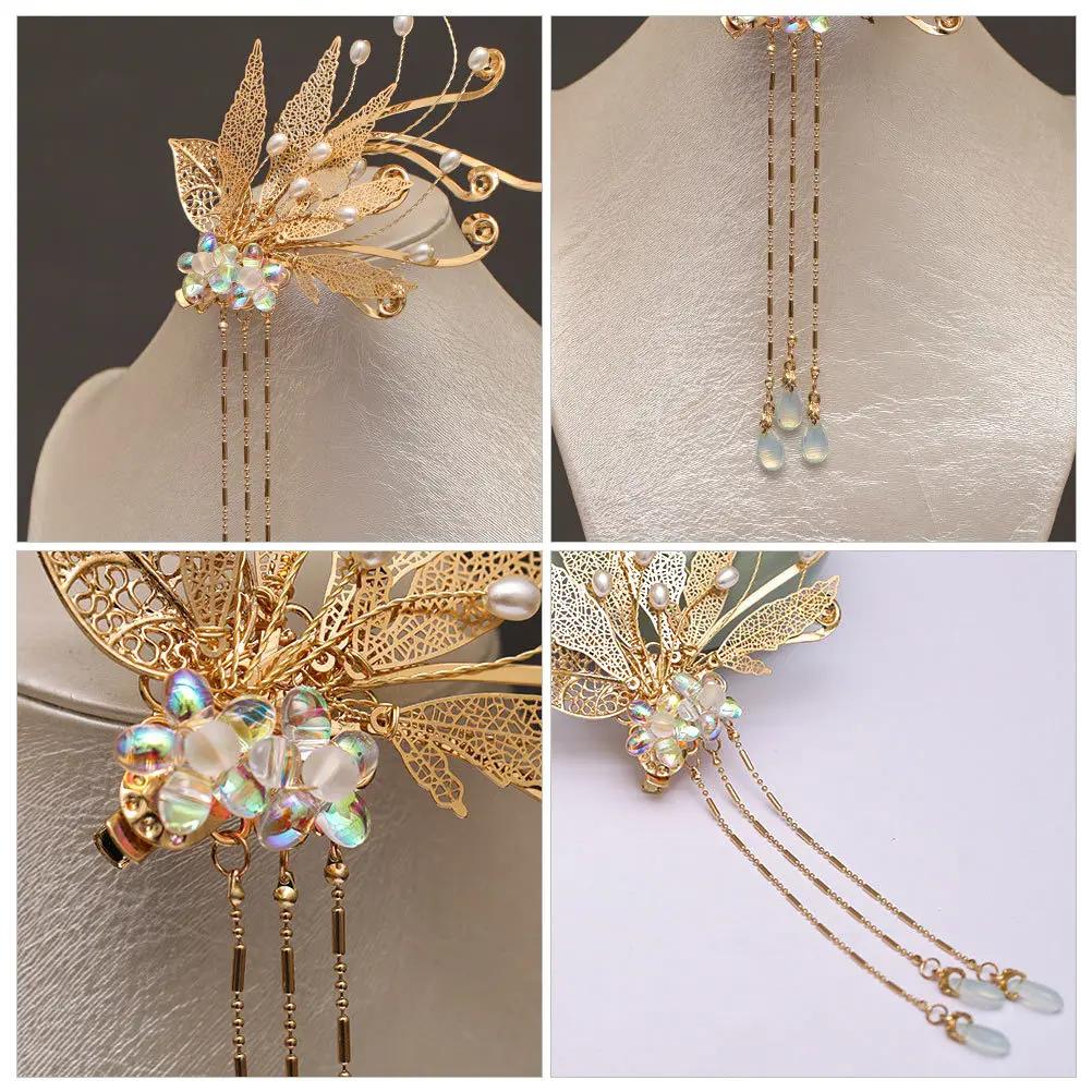 

Классические заколки для волос из бисера, застежка для волос в китайском стиле, винтажный простой цветочный дизайн для женщин, свадебная вечеринка, повседневное использование