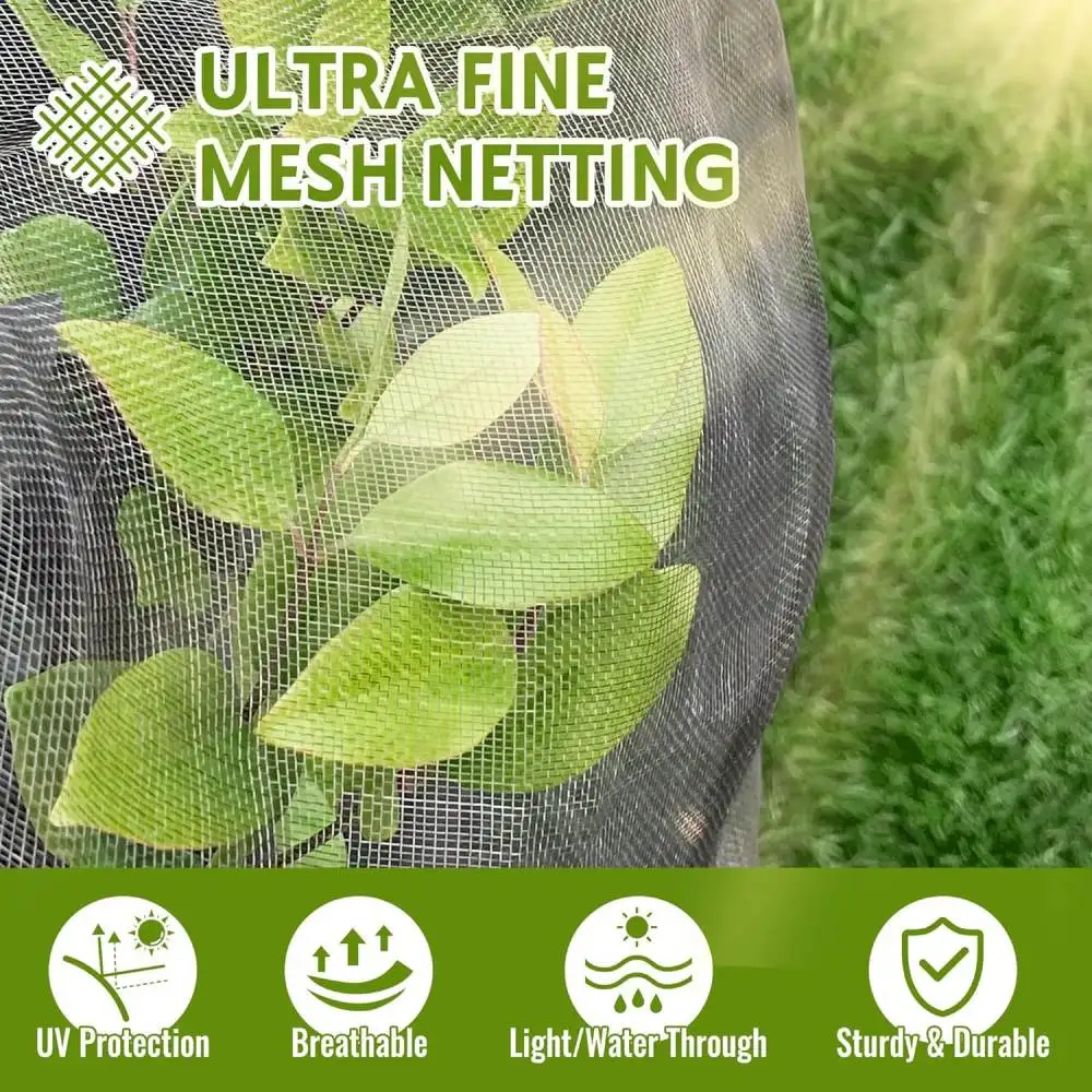 Black Garden Plant Protective Net With Zipper Breathable Fruit Tree Cover Anti Bird Insect Barrier Mesh For Orchard Protection
