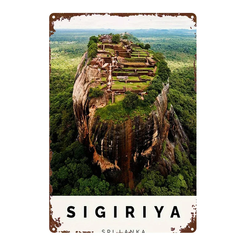 CIFBUY Vintage Sri Lanka Lion Rock Landscape Metal Sign, Waterproof Rustproof Durable Aluminum Wall Art for Home Bar Garage