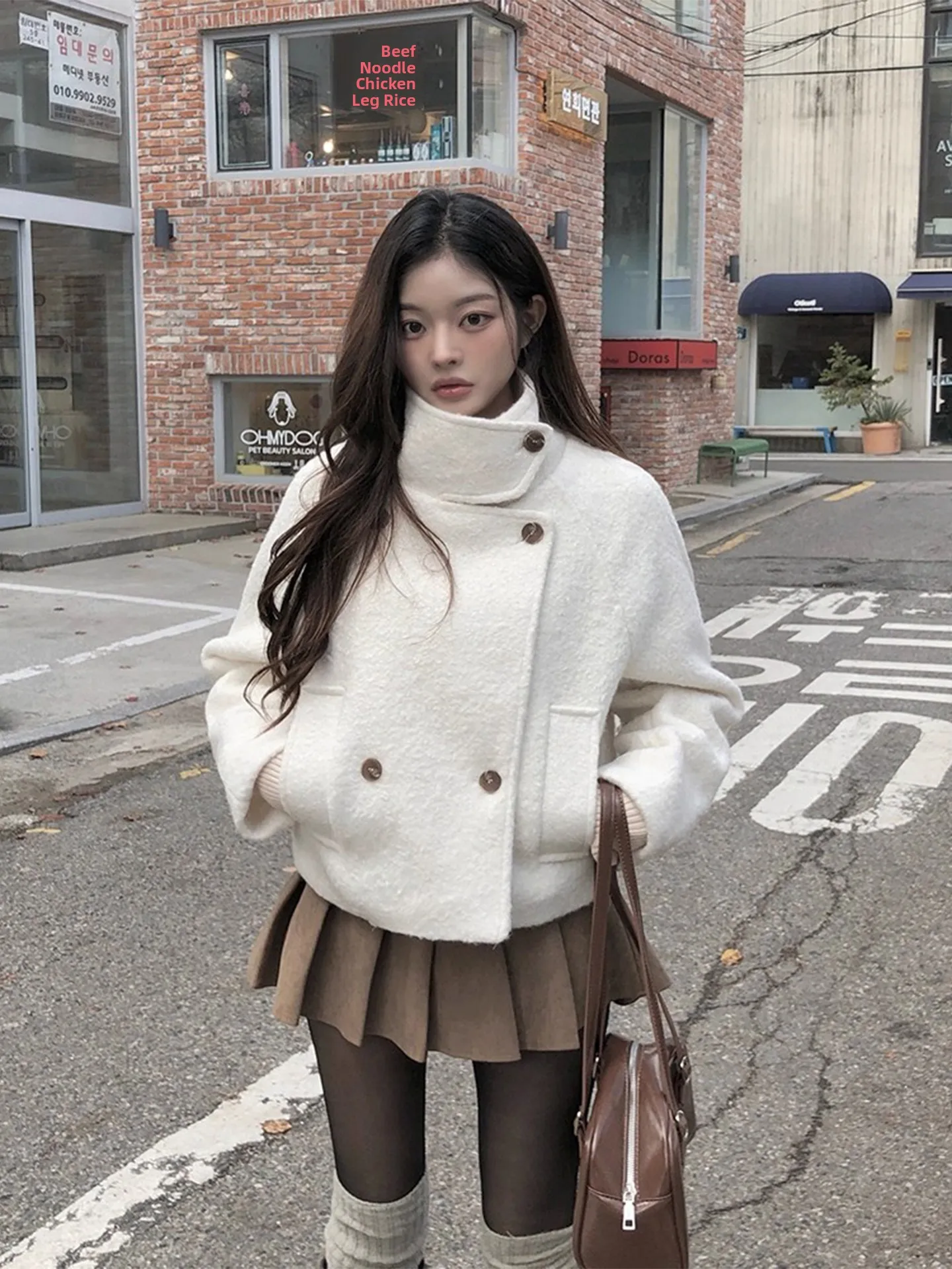 レディースウールコート ダブルブレスト 綿裏地付き 暖かい 冬の新作ファッション 無地 韓国版 ルーズフィット