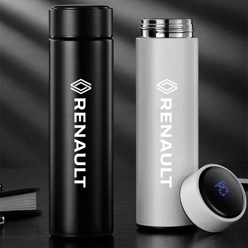 

Умный термос 500 мл с логотипом для Renault Captur Megane Clio Arkana Line Koleos Kwid Duster Kadjar, автоаксессуары