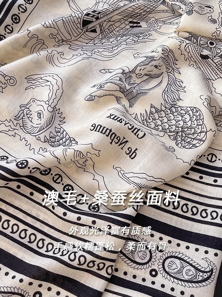 Silk and hair scarf for women large square with a feel air conditioner shawl outerwear