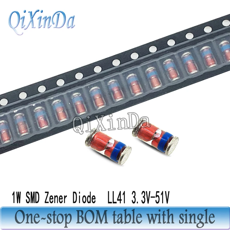 50PCS Zener Diode ZM4728A- ZM4756A ZM4729 ZM4730 ZM4731 ZM4732 ZM4733 ZM4734 ZM4735 ZM4736 ZM4737 ZM4738 ZM439 LL-41 1W 3.3V-47V