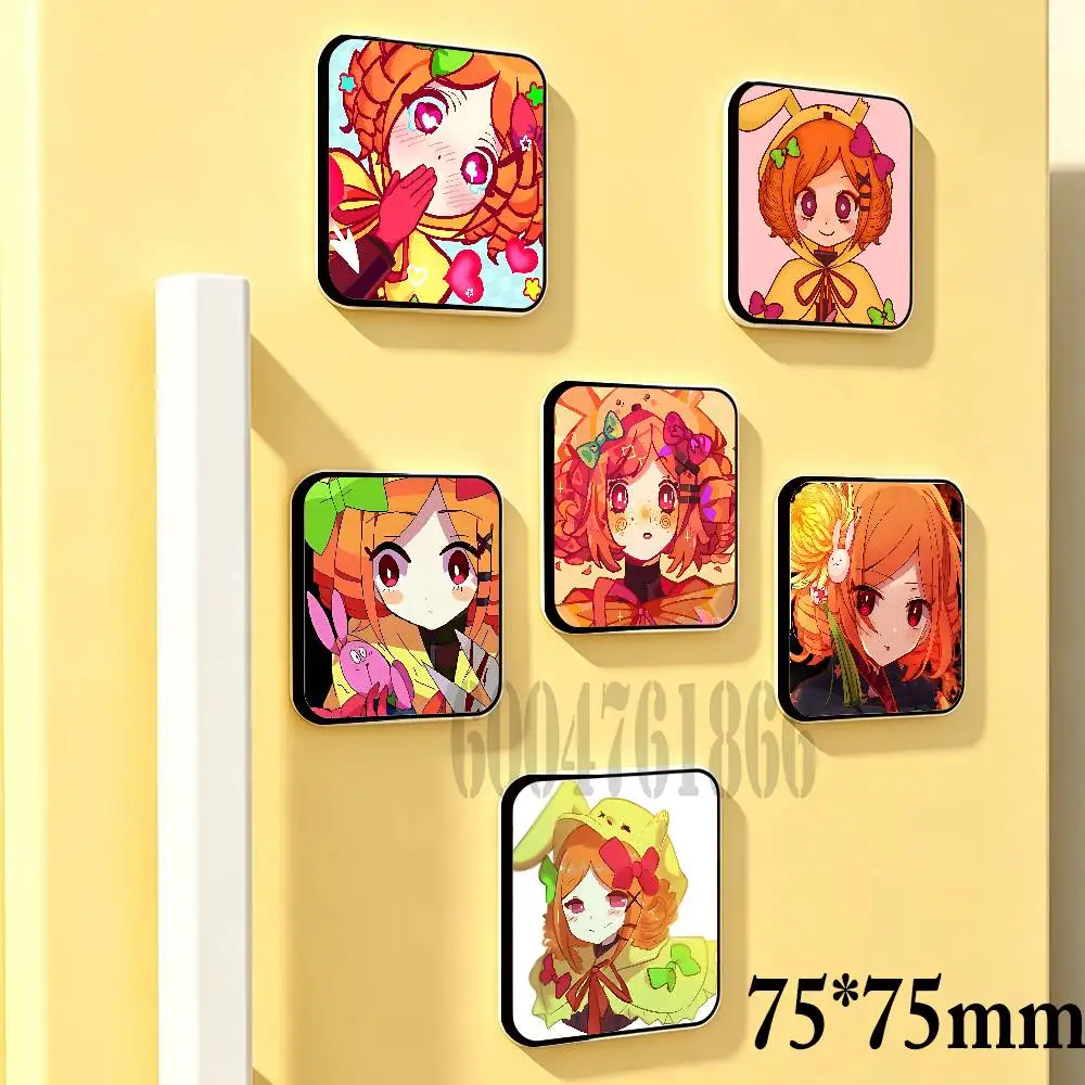 C-Charlotte Witchs Heart 75mm Square Cute Fridge Magnet Decorative Refrigerator Magnet Home Kitchen Decoration Souvenir Gift