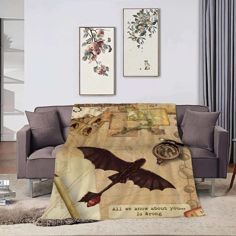 H-How To T-Train Y-Your D-Dragon Skicomfort دافئ ناعم للمنزل للأطفال بطانية غداء مناسبة لغرفة المعيشة والمكتب هدايا السفر اليومية