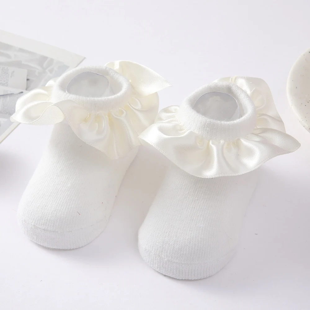 Calzini per bambini estate primavera pizzo volant calzini in maglia di cotone pettinato principessa ragazze neonato bambino calzini corti da pavimento per interni 0-12M