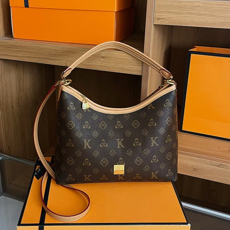 Unique Elegant Designer Women's Shoulder Crossbody Bag Retro Print Pattern Women Underarm Bag Large Capacity Fashion Tote Bag