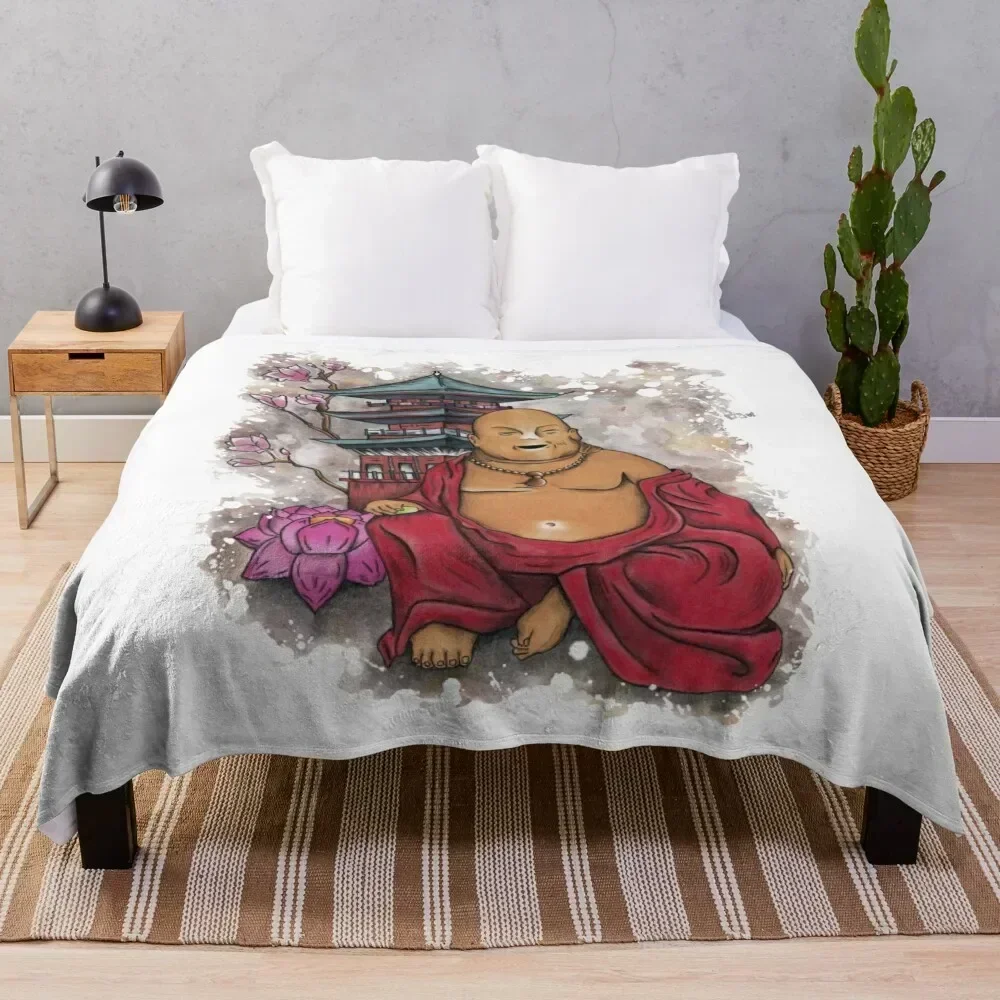 

Laughing Buddha Throw Blanket Weighted warm for winter Shaggy For Decorative Sofa Blankets