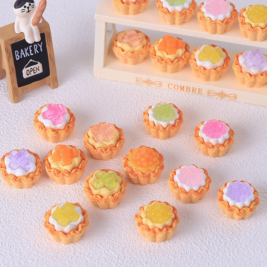 Random 10PCS Dollhouse Miniature Food Play Mini Simulation Mango bubble pearl crust tart Doll Decoration Accessories Toys