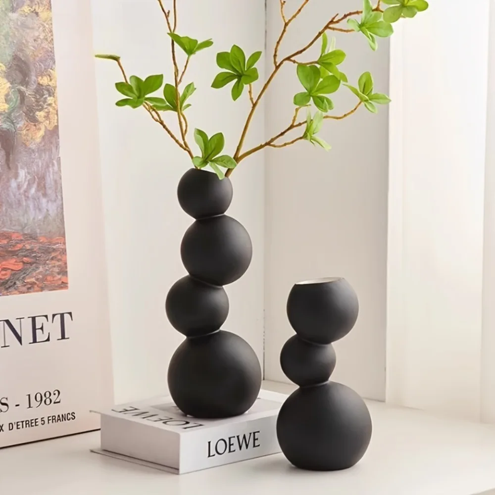 Stacked Ball Ceramic Vase Modern Bubble Shaped Flower Vase Pampas Grass Dried Hydroponic Flowers Living Room Bedroom Home Decor