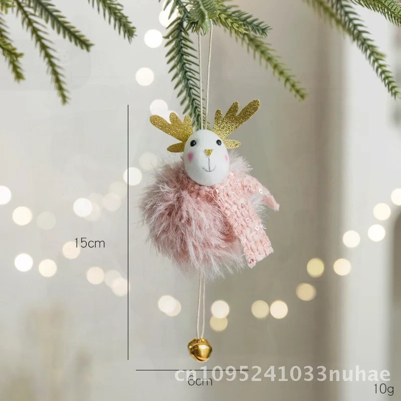 

Pink Plush Snowman Christmas Doll Pendant with Bell Cute Old Man Decoration for Festive Parties And Home Decor