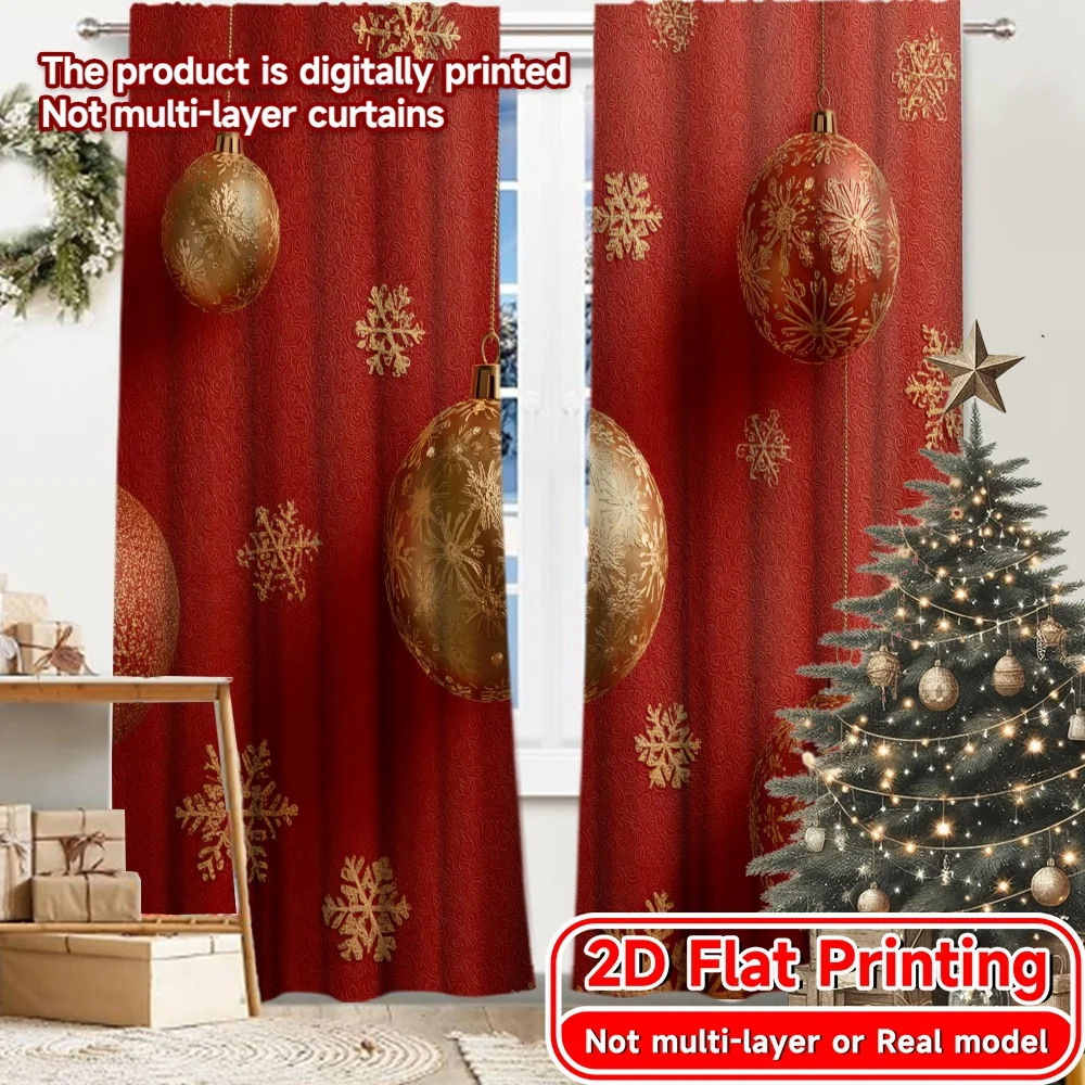 2D Flat Printing,2pcs Festive Elegance(3) Modern Pattern Curtains Polyester Easy Install Curtains Room Decor for Bedroom,