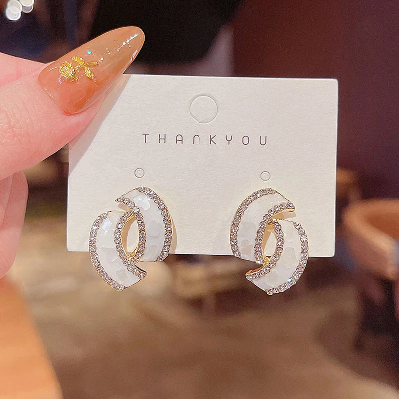 Luxury Rhinestone Crystal Annular Earrings For Women Vintage Classic New Shiny Earrings Girls Party Wedding Jewelry Gifts