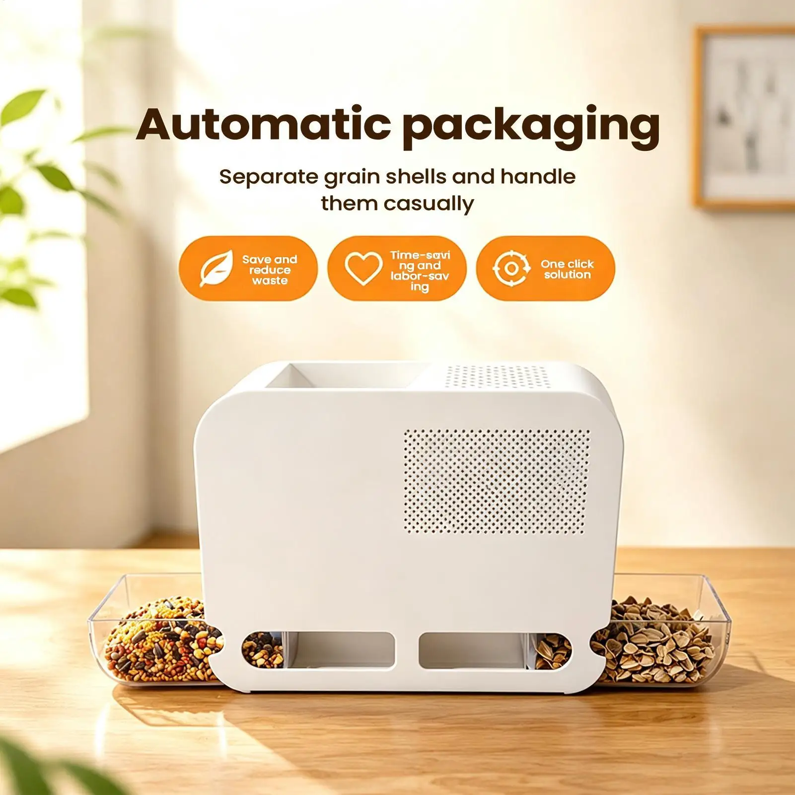 Electric Parrot Blown Grain Separator Bird Feed Shell Separating USB Plug-in Automatic Feed Shell Splitter for Farm Grain