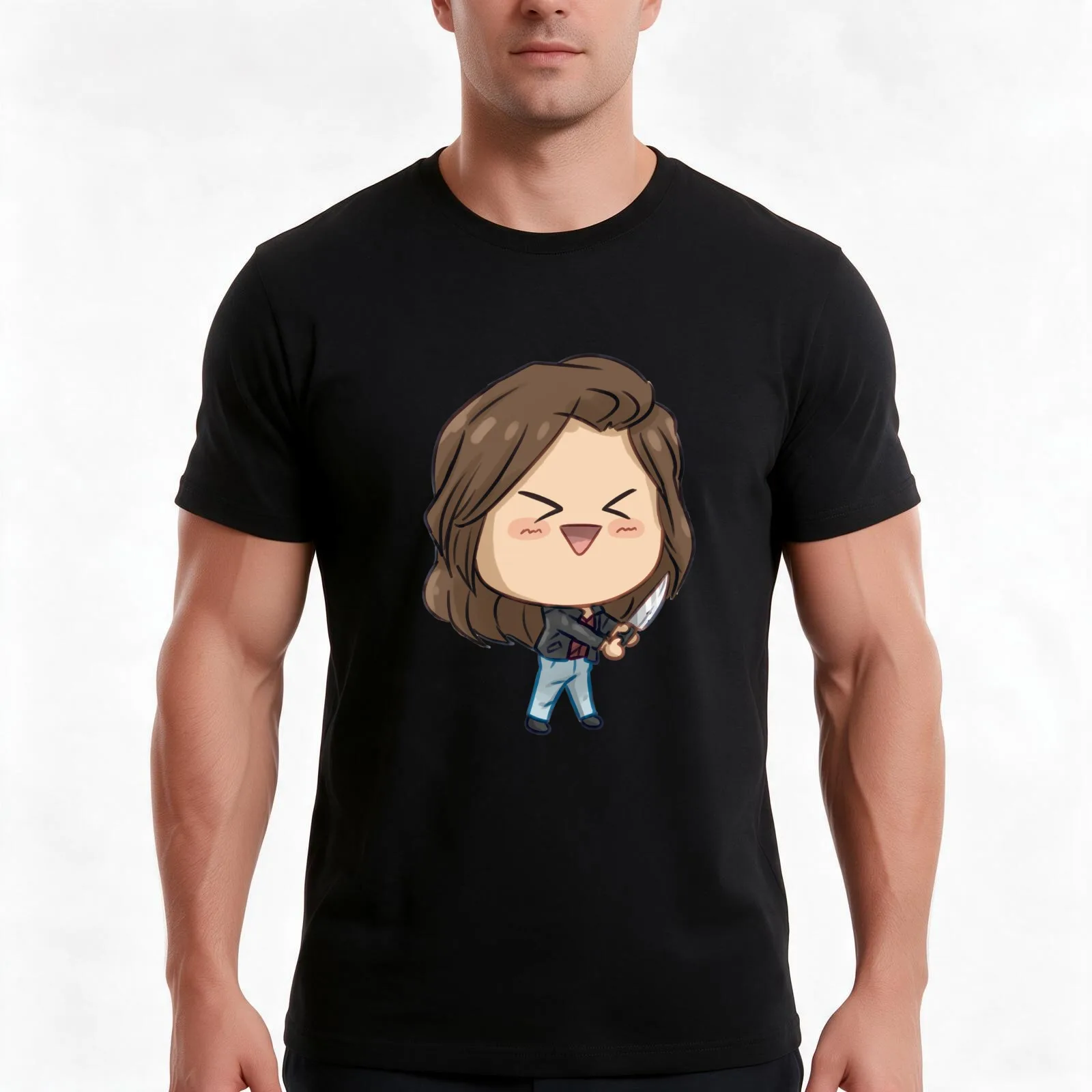 Short-Haired Ariana with Knifey T-Shirt, Summer Casual Cotton Tee, Oversized Streetwear Tops, Vintage Graphic Print, 100% Cotton