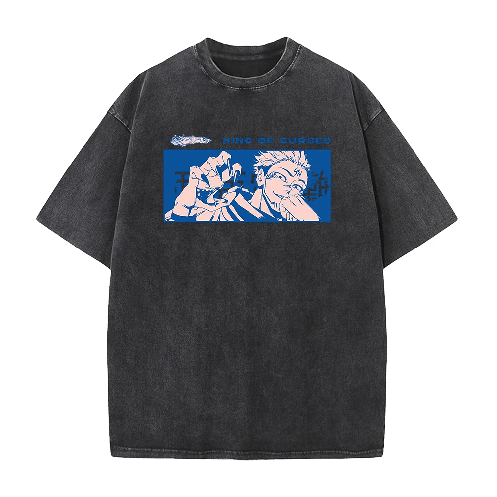 

Hot Anime Jujutsu Kaisen Ryomen Sukuna Graphic T-shirt Men Women Short Sleeve Tshirts Harajuku Male Washed Cotton T Shirt