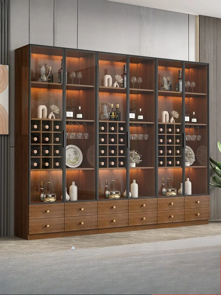 

PYH glass wine cabinet shows in the living room, high-end light luxury modern household wall dining side cabinet