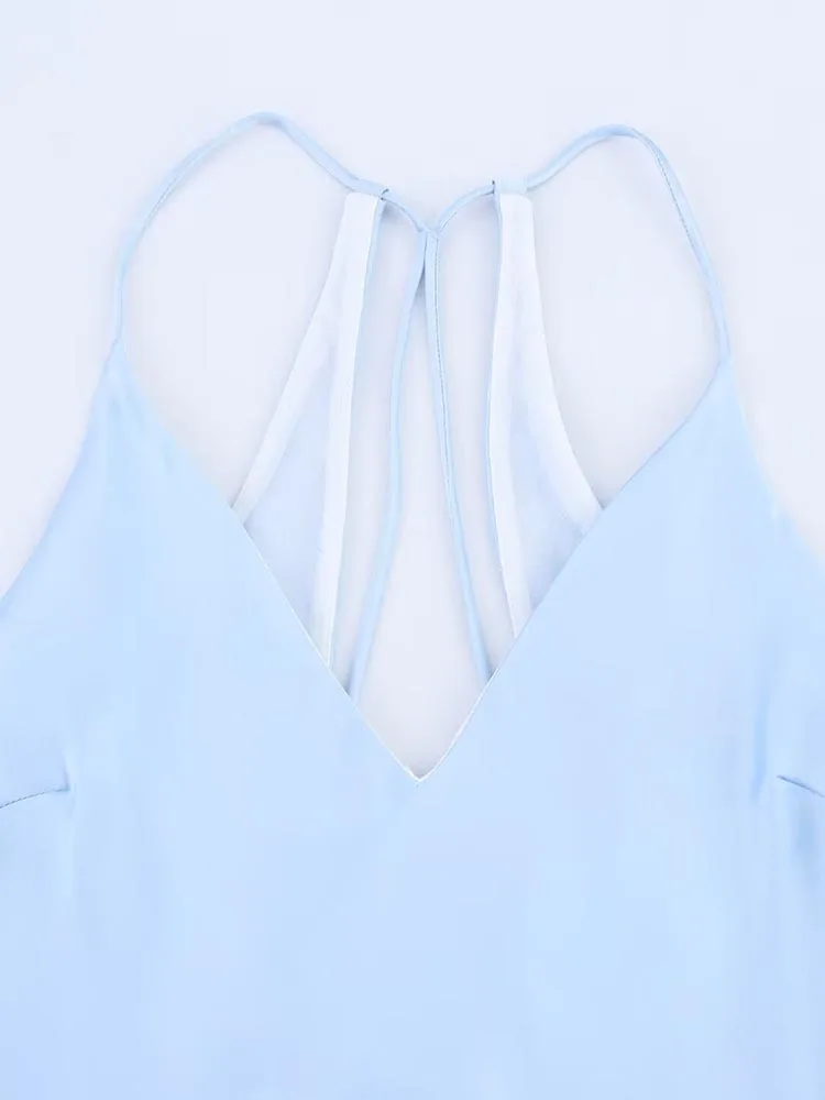 2025 여성 여름 스트랩 드레스 패션 빈티지 Drawstring 활 새틴 Strapless 여성 우아한 거리 파티 드레스 의류